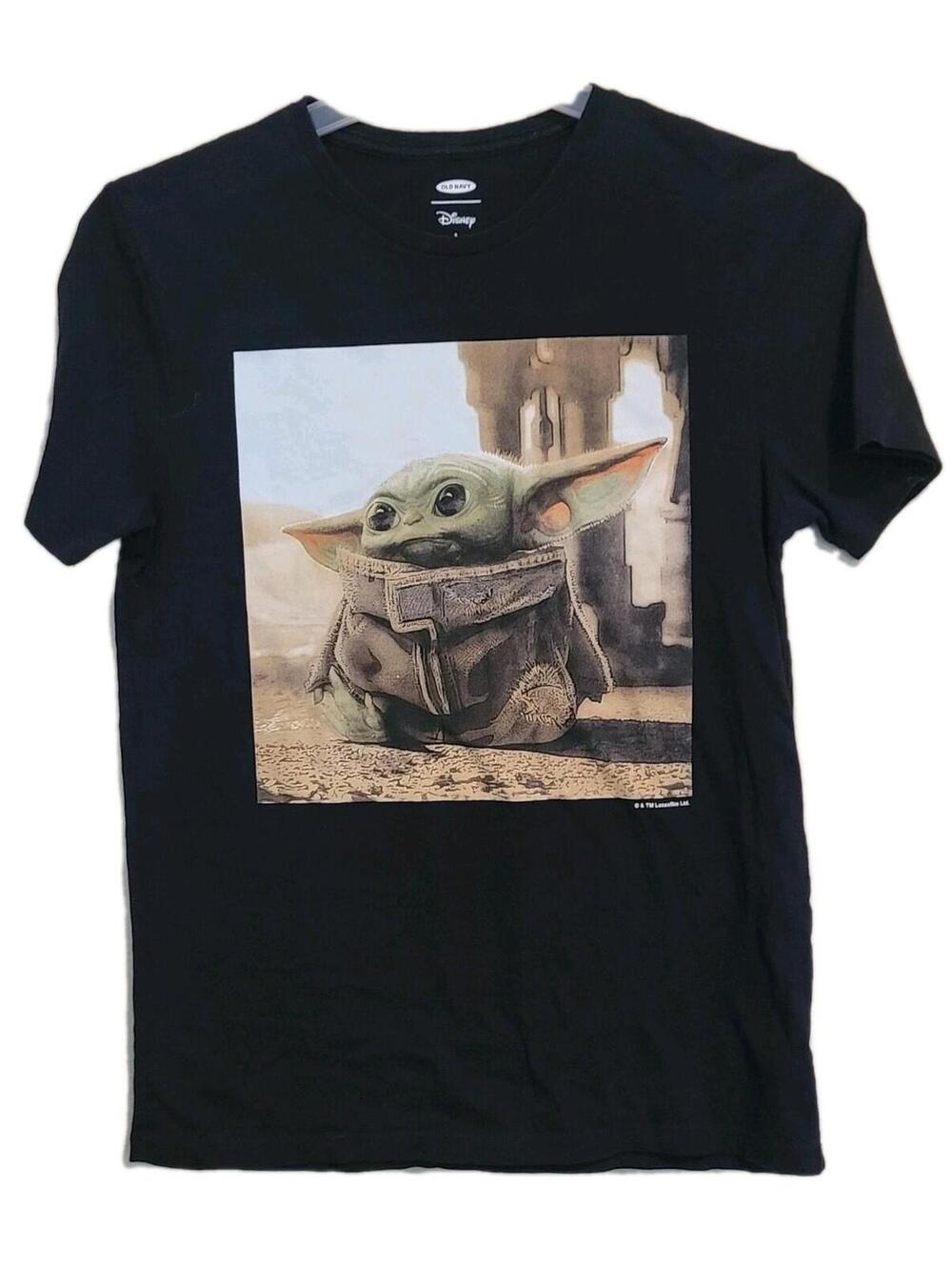 Old Navy Disney Baby Yoda Grogu  Star Wars Black Short Sleeve T-Shirt Size  S